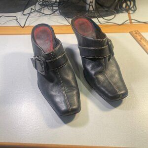 Aerosole - Size 7.5 M - Women's Mules Black Leather Upper Shoes